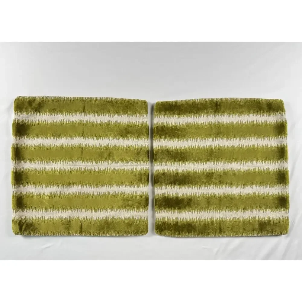 Chartreuse Velvet Throw Pillow Cover Set 2/Pair Green Cream Smithy Home Couture
